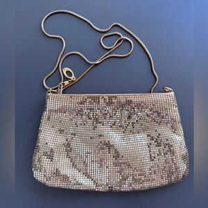 Vintage 1970s Gold Sequin Mesh Evening Clutch with Chain Strap